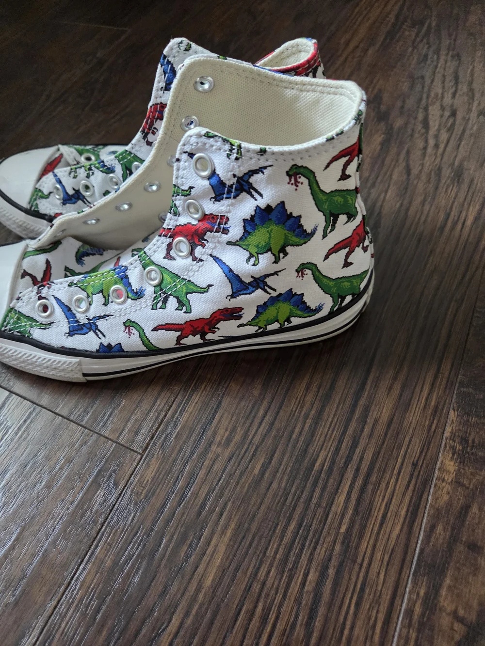 Converse High Top Sneakers with Colorful Dinosaur Print